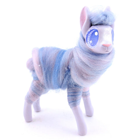 Lavender Swirl Cotton Candy Llama Figurine - Polymer Clay Magical Creatures