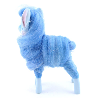 Blue Cotton Candy Llama Figurine - Polymer Clay Magical Creatures