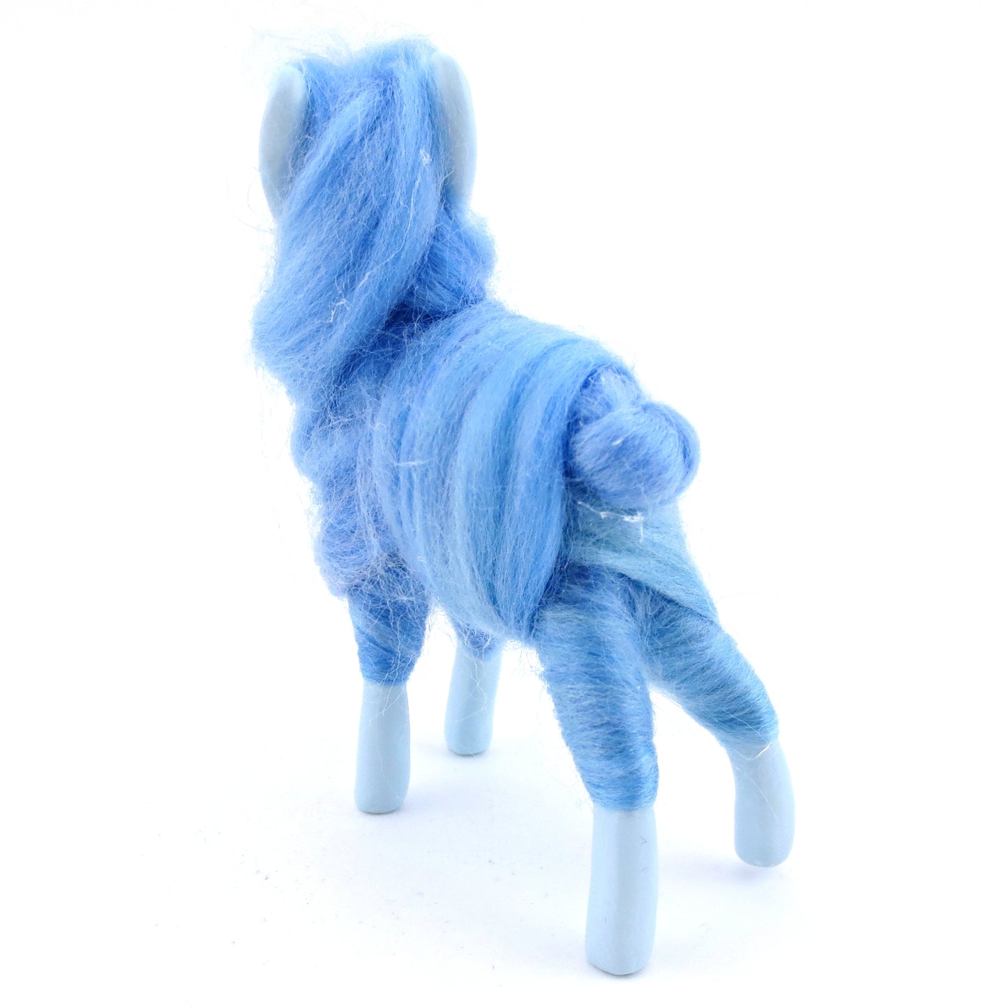 Blue Cotton Candy Llama Figurine - Polymer Clay Magical Creatures