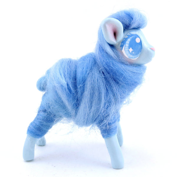 Blue Cotton Candy Lamb Figurine - Polymer Clay Magical Creatures
