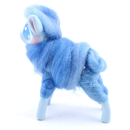 Blue Cotton Candy Lamb Figurine - Polymer Clay Magical Creatures