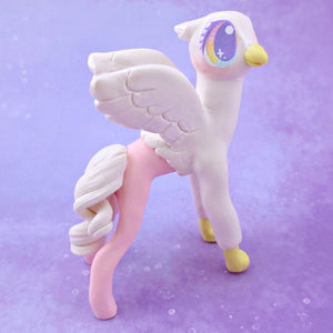 Pink and White Hippogriff Figurine - Polymer Clay Magical Creatures