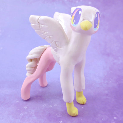 Pink and White Hippogriff Figurine - Polymer Clay Magical Creatures