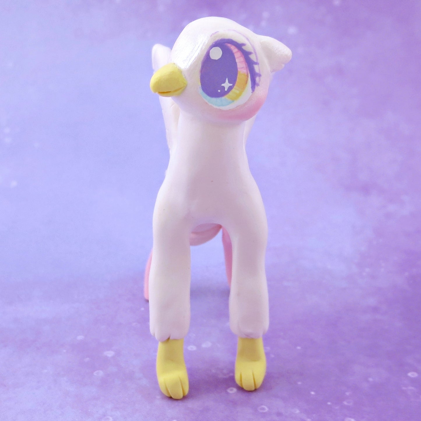 Pink and White Hippogriff Figurine - Polymer Clay Magical Creatures