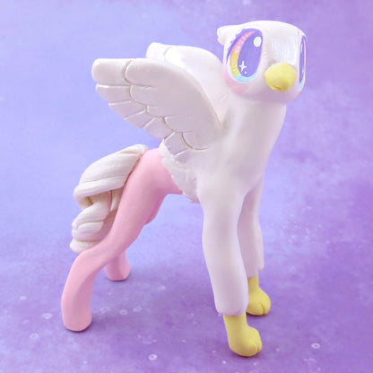 Pink and White Hippogriff Figurine - Polymer Clay Magical Creatures