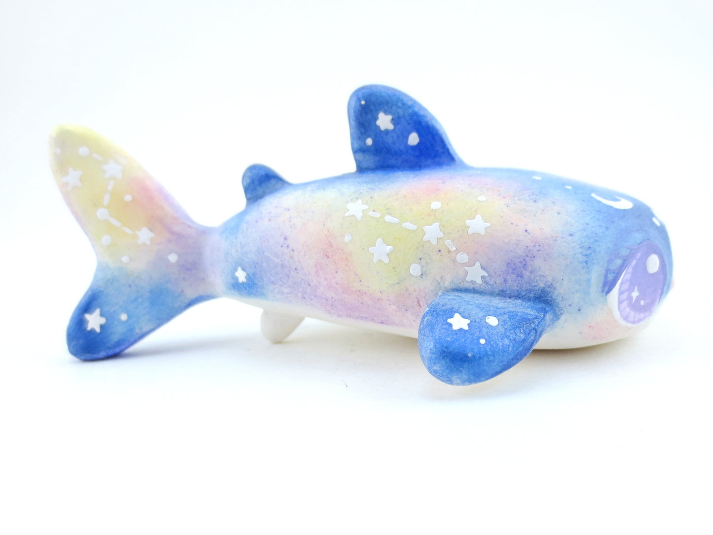 Galaxy Whale Shark Figurine - Polymer Clay Kawaii Animals