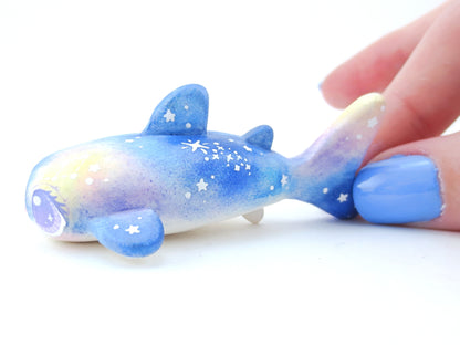 Galaxy Whale Shark Figurine - Polymer Clay Kawaii Animals