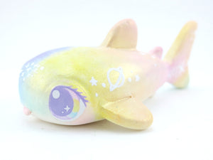 Rainbow Iridescent Whale Shark Figurine - Polymer Clay Kawaii Animals