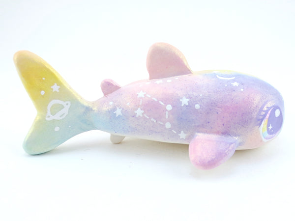 Rainbow Iridescent Whale Shark Figurine - Polymer Clay Kawaii Animals