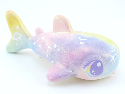 Rainbow Iridescent Whale Shark Figurine - Polymer Clay Kawaii Animals