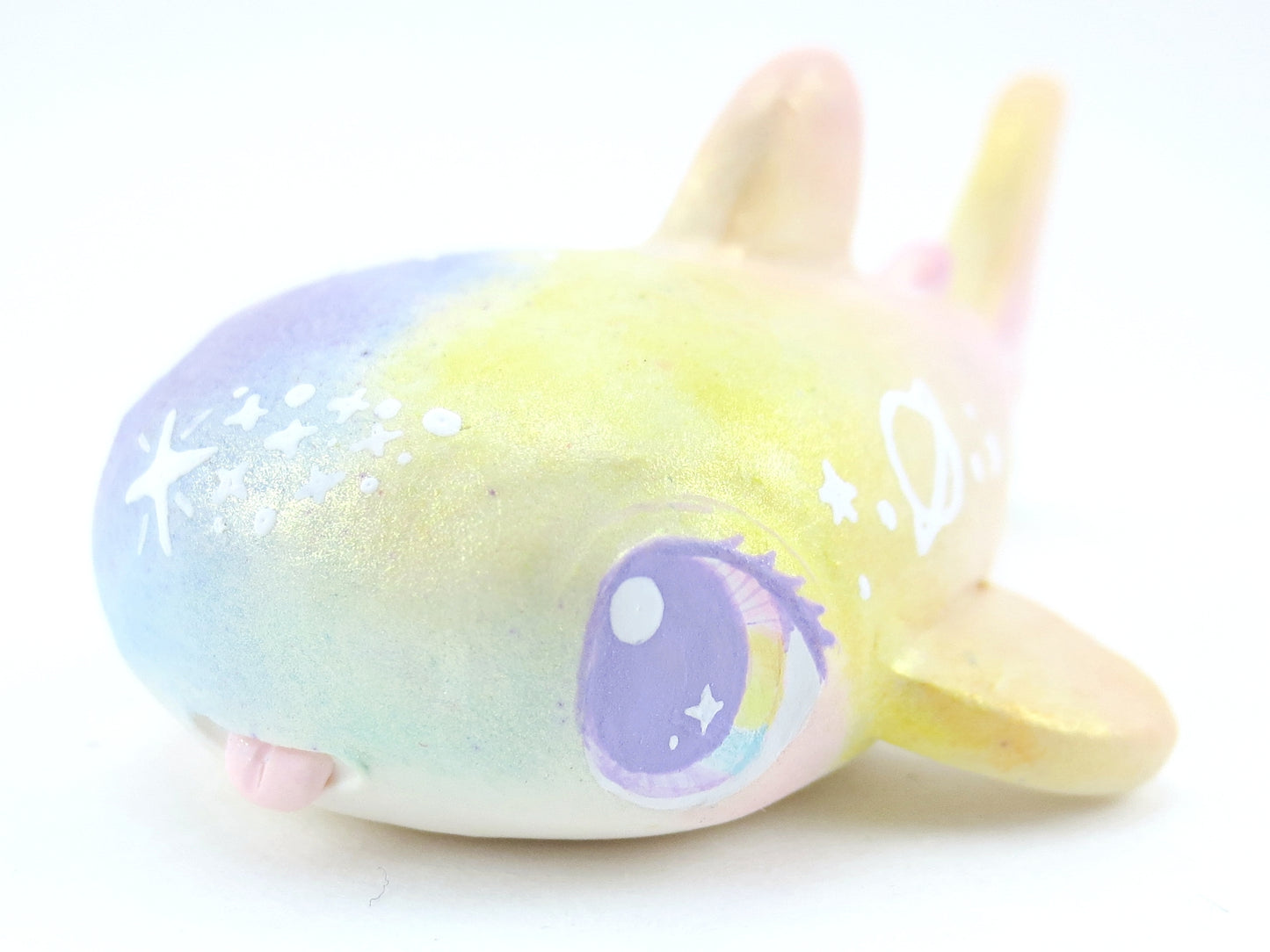 Rainbow Iridescent Whale Shark Figurine - Polymer Clay Kawaii Animals