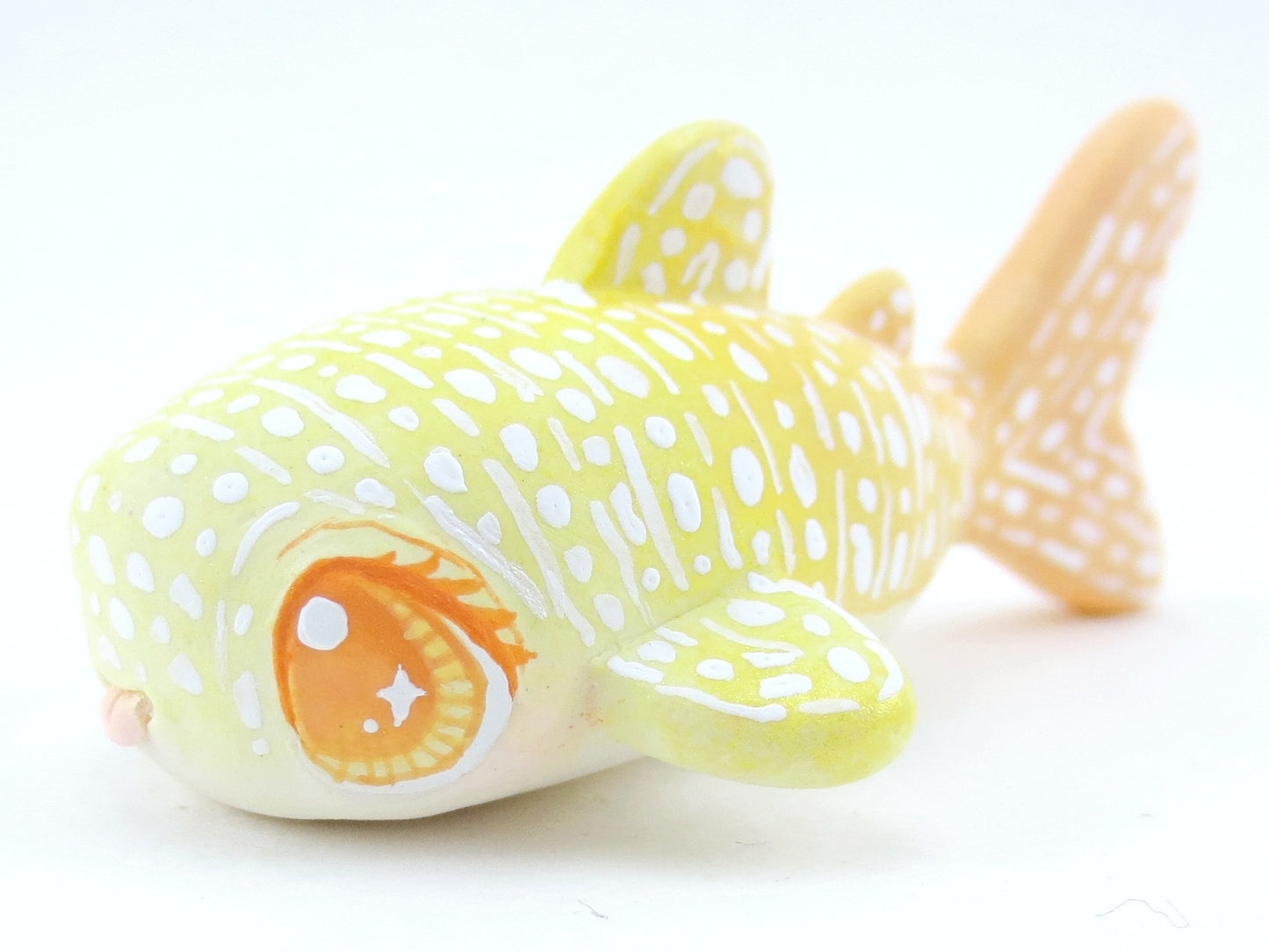 Yellow and Orange Ombre Baby Whale Shark Figurine - Polymer Clay Kawaii Animals