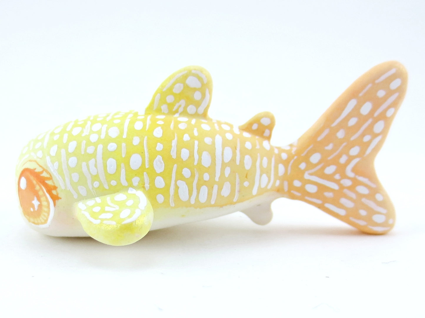 Yellow and Orange Ombre Baby Whale Shark Figurine - Polymer Clay Kawaii Animals