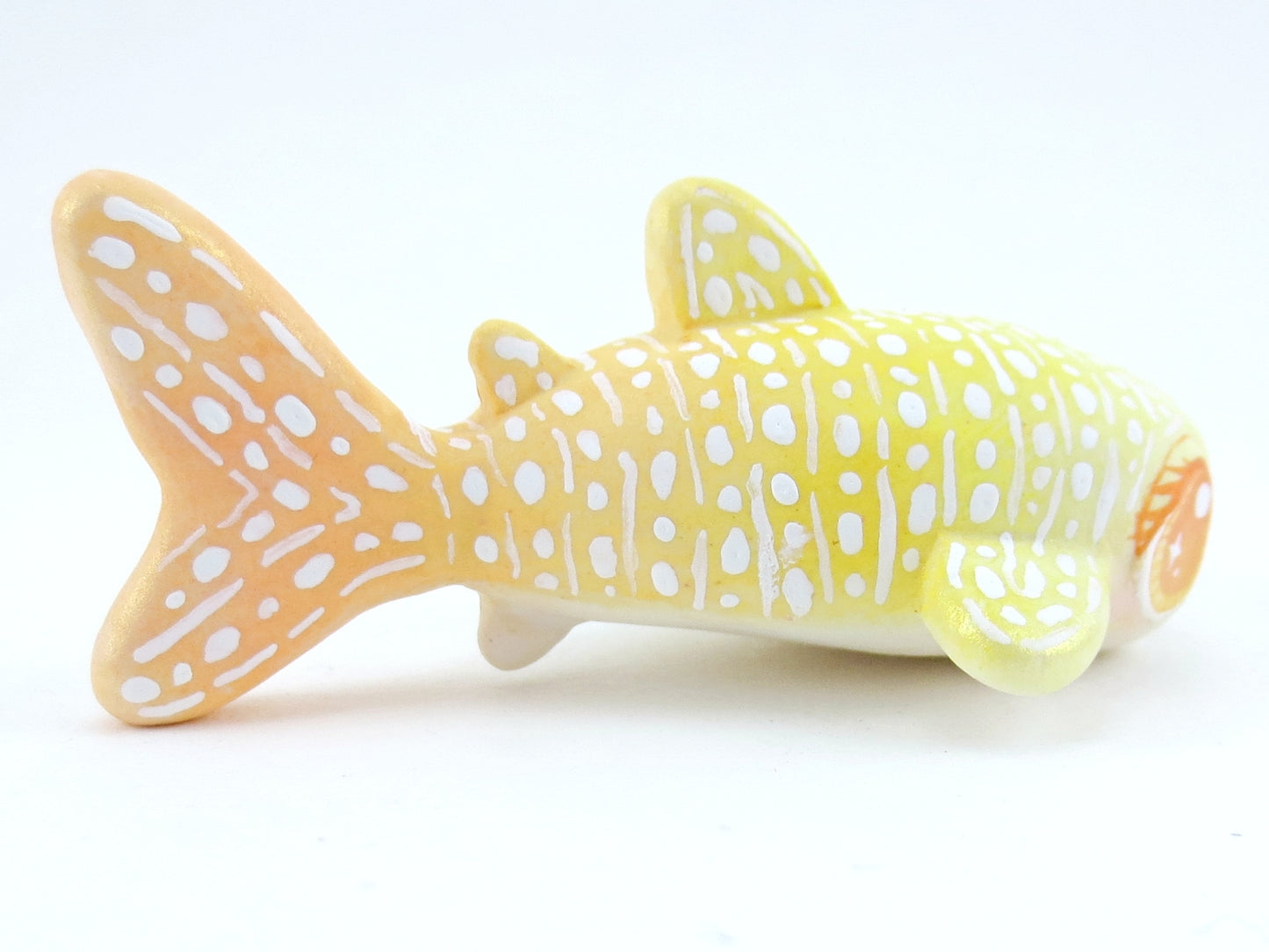 Yellow and Orange Ombre Baby Whale Shark Figurine - Polymer Clay Kawaii Animals