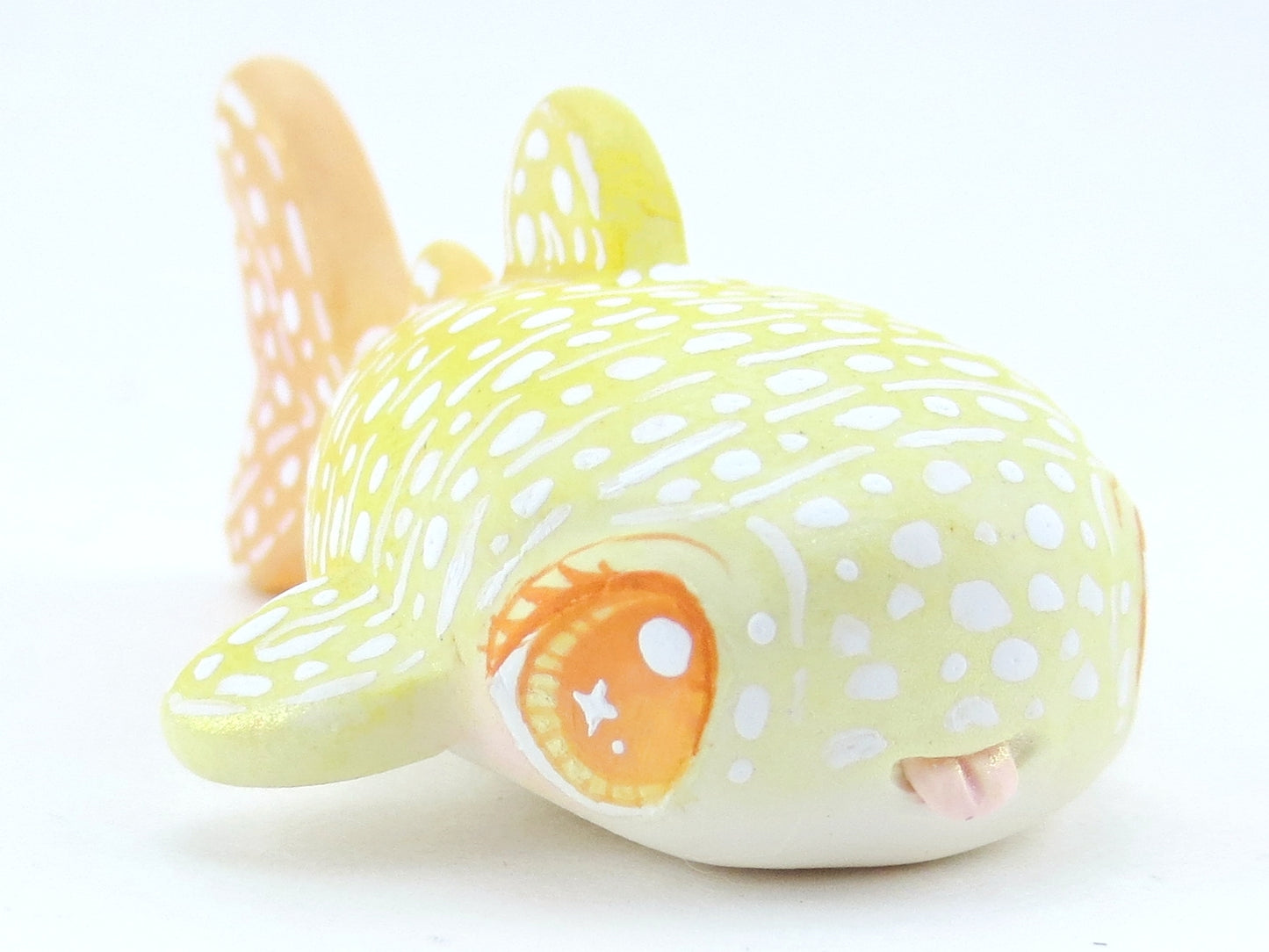 Yellow and Orange Ombre Baby Whale Shark Figurine - Polymer Clay Kawaii Animals