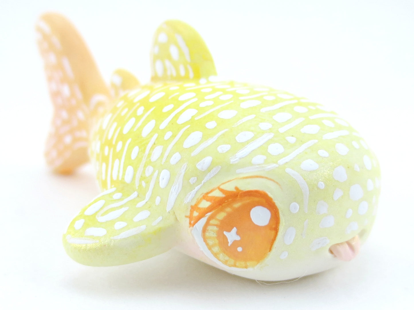 Yellow and Orange Ombre Baby Whale Shark Figurine - Polymer Clay Kawaii Animals