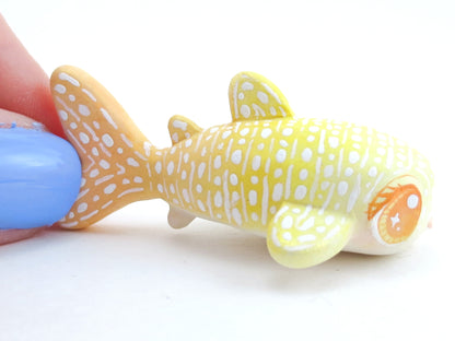 Yellow and Orange Ombre Baby Whale Shark Figurine - Polymer Clay Kawaii Animals