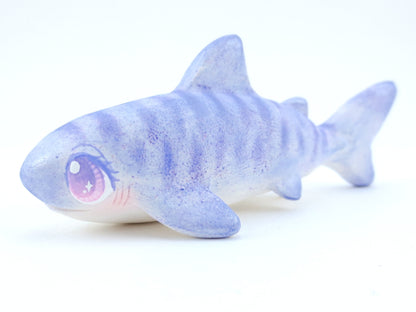 Periwinkle Tiger Shark Figurine - Polymer Clay Kawaii Animals