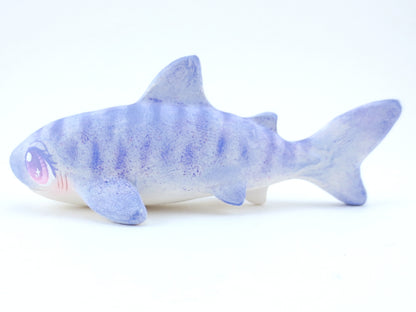 Periwinkle Tiger Shark Figurine - Polymer Clay Kawaii Animals