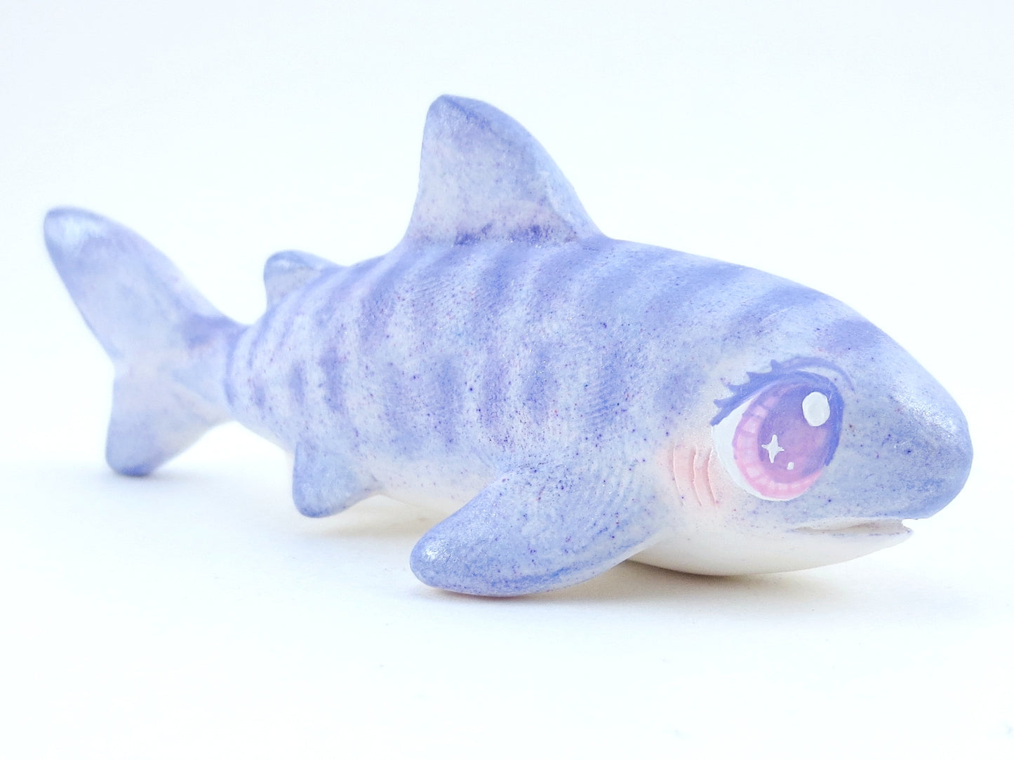 Periwinkle Tiger Shark Figurine - Polymer Clay Kawaii Animals