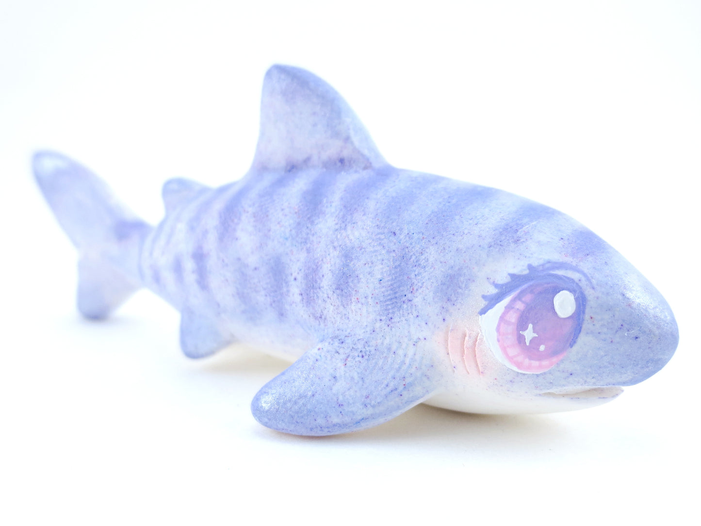 Periwinkle Tiger Shark Figurine - Polymer Clay Kawaii Animals