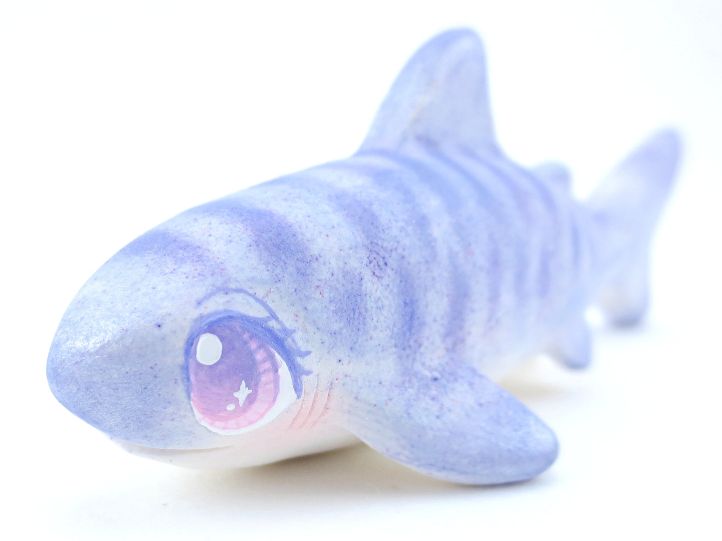 Periwinkle Tiger Shark Figurine - Polymer Clay Kawaii Animals