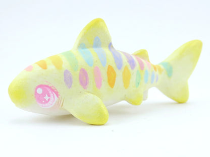 Rainbow Striped Baby Tiger Shark Figurine - Polymer Clay Kawaii Animals