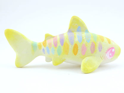 Rainbow Striped Baby Tiger Shark Figurine - Polymer Clay Kawaii Animals