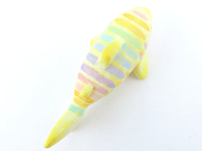 Rainbow Striped Baby Tiger Shark Figurine - Polymer Clay Kawaii Animals