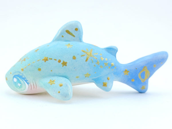 Starry Green/Blue Ombre Baby Leopard Shark Figurine - Polymer Clay Kawaii Animals