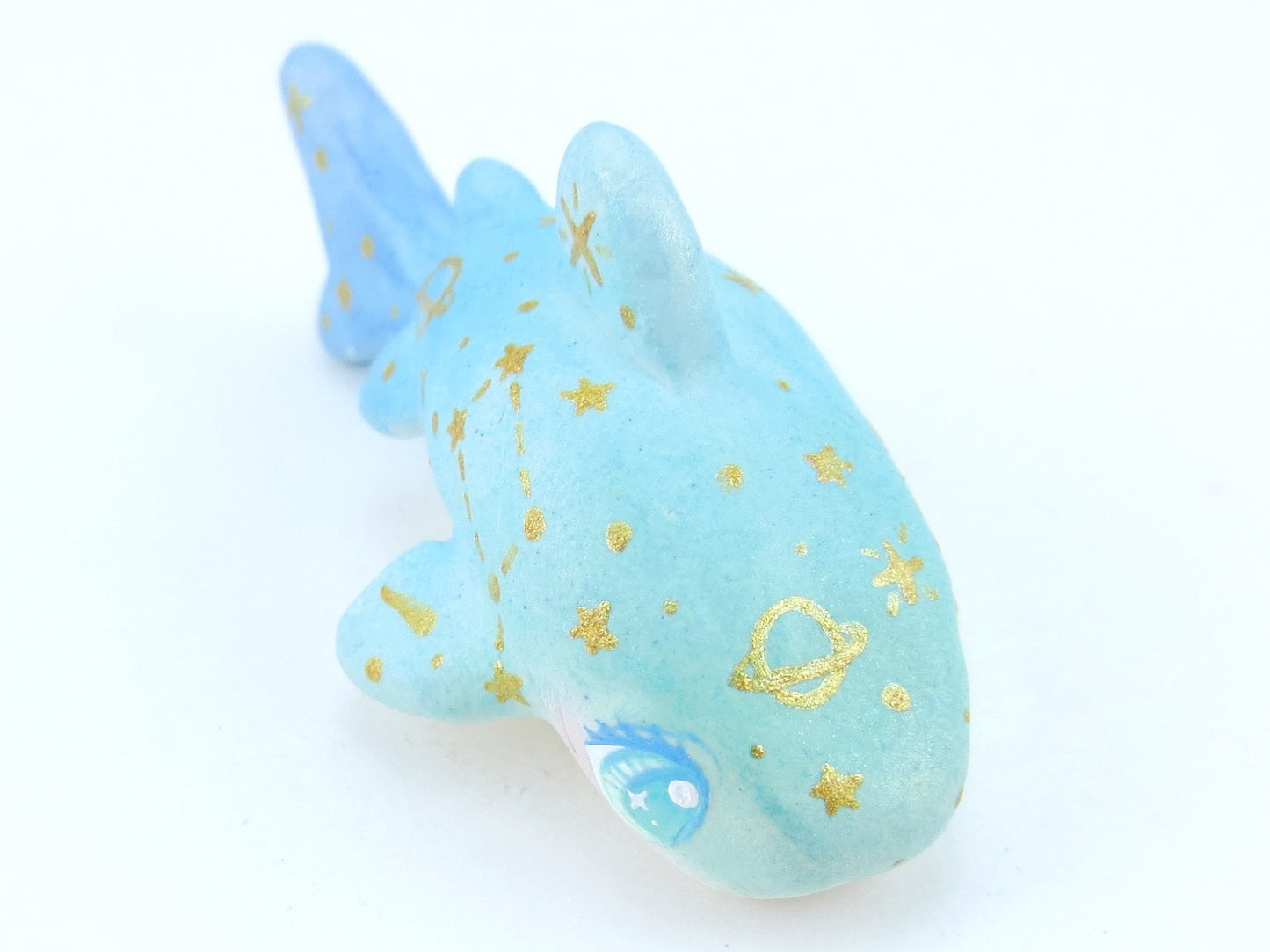 Starry Green/Blue Ombre Baby Leopard Shark Figurine - Polymer Clay Kawaii Animals