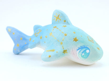 Starry Green/Blue Ombre Baby Leopard Shark Figurine - Polymer Clay Kawaii Animals