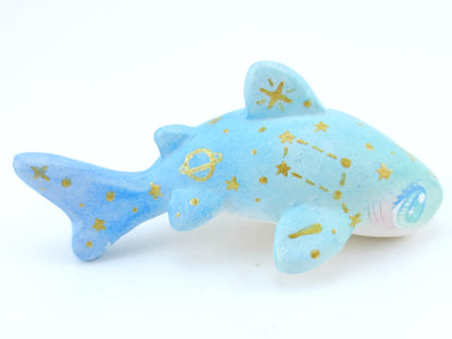 Starry Green/Blue Ombre Baby Leopard Shark Figurine - Polymer Clay Kawaii Animals