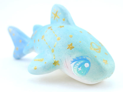 Starry Green/Blue Ombre Baby Leopard Shark Figurine - Polymer Clay Kawaii Animals