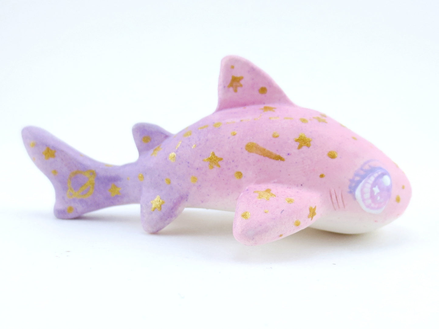 Starry Pink/Purple Ombre Baby Leopard Shark Figurine - Polymer Clay Kawaii Animals