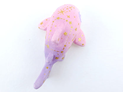 Starry Pink/Purple Ombre Baby Leopard Shark Figurine - Polymer Clay Kawaii Animals