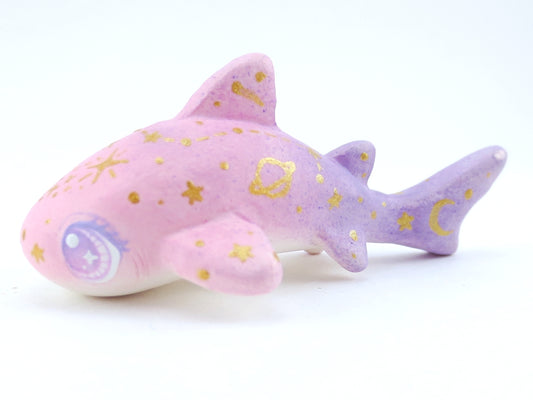 Starry Pink/Purple Ombre Baby Leopard Shark Figurine - Polymer Clay Kawaii Animals