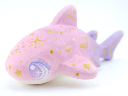 Starry Pink/Purple Ombre Baby Leopard Shark Figurine - Polymer Clay Kawaii Animals