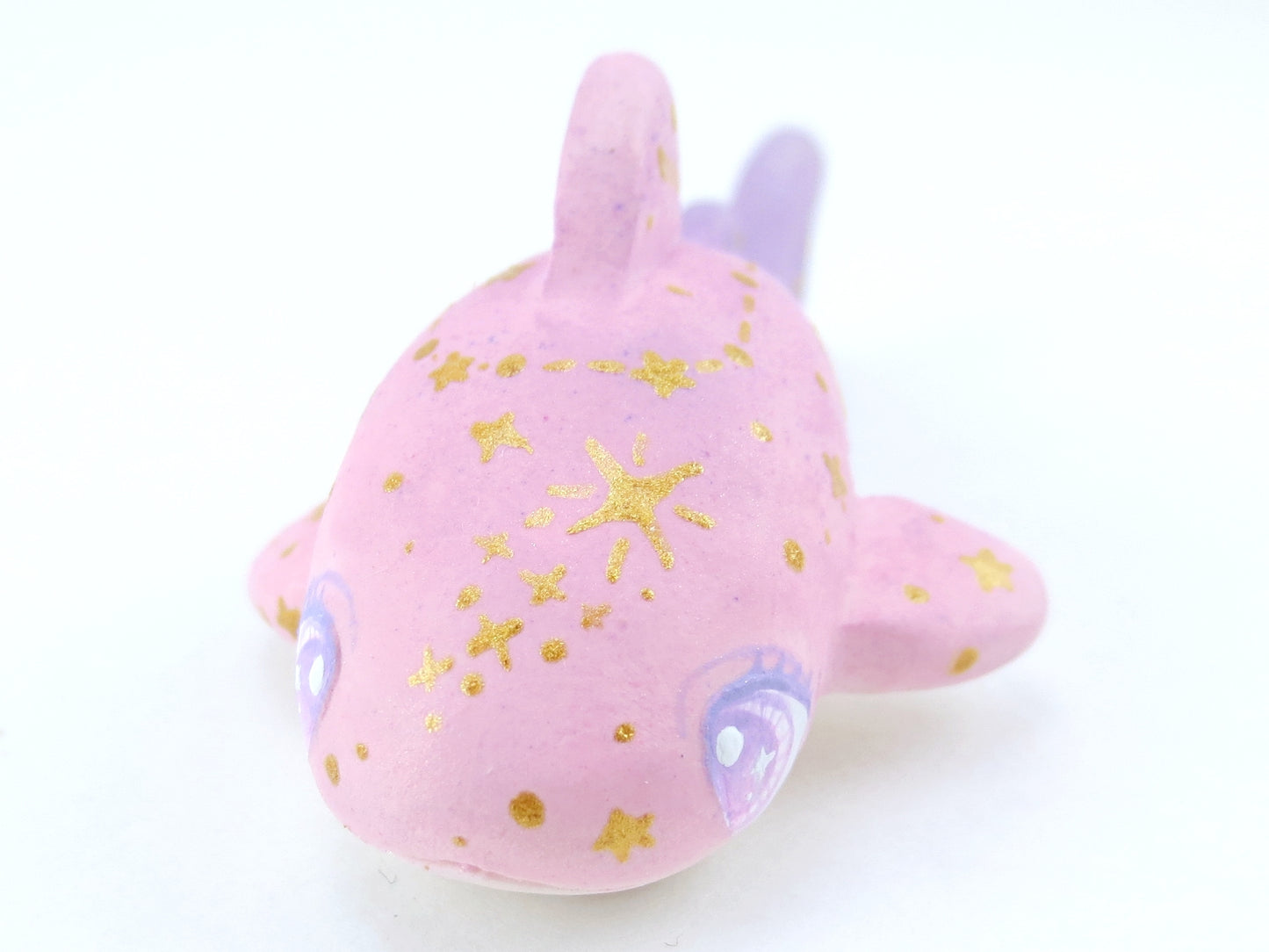 Starry Pink/Purple Ombre Baby Leopard Shark Figurine - Polymer Clay Kawaii Animals