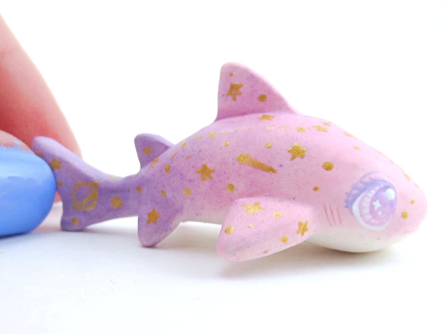 Starry Pink/Purple Ombre Baby Leopard Shark Figurine - Polymer Clay Kawaii Animals