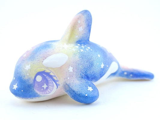 Galaxy Orca Figurine - Polymer Clay Kawaii Animals