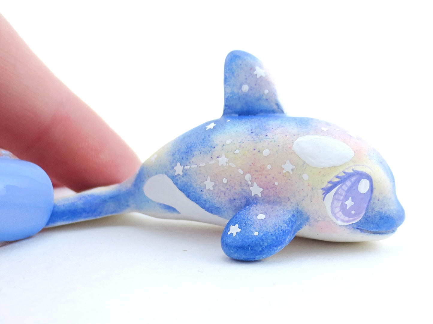 Galaxy Orca Figurine - Polymer Clay Kawaii Animals