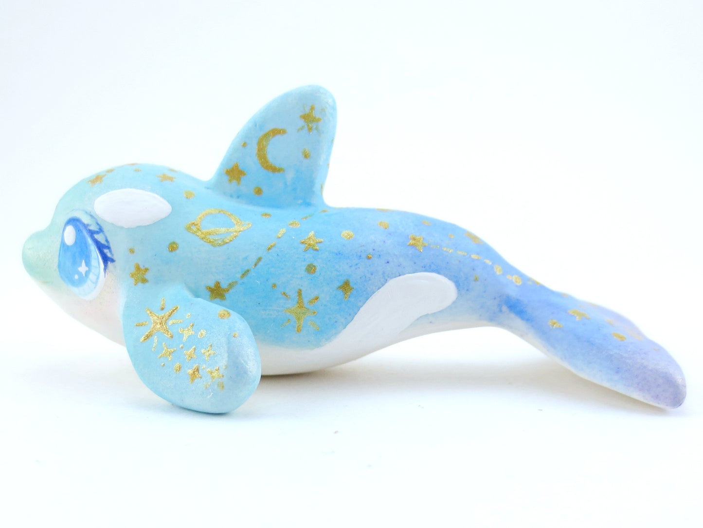 Ombre Blue/Green Constellation Orca Figurine - Polymer Clay Kawaii Animals