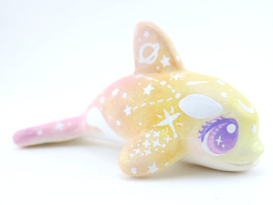 Sunset Ombre Constellation Orca Figurine - Polymer Clay Kawaii Animals