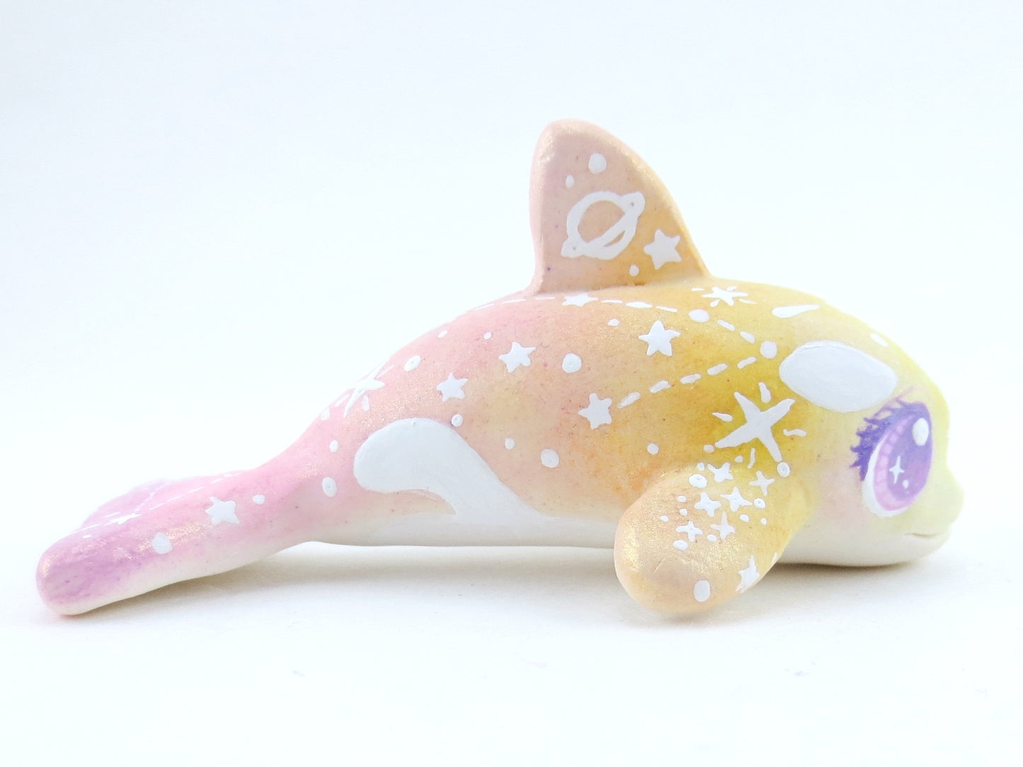 Sunset Ombre Constellation Orca Figurine - Polymer Clay Kawaii Animals