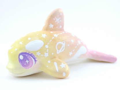 Sunset Ombre Constellation Orca Figurine - Polymer Clay Kawaii Animals