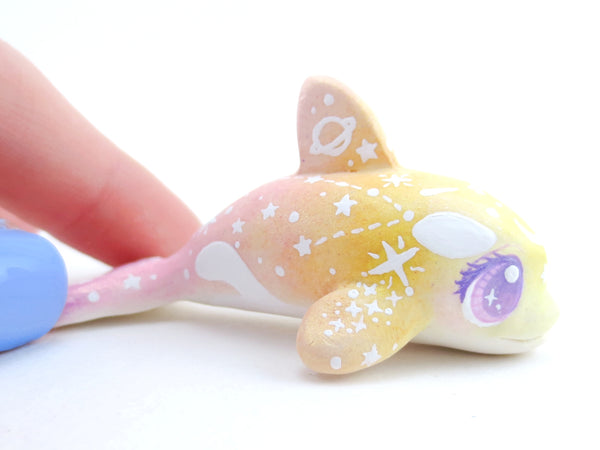 Sunset Ombre Constellation Orca Figurine - Polymer Clay Kawaii Animals