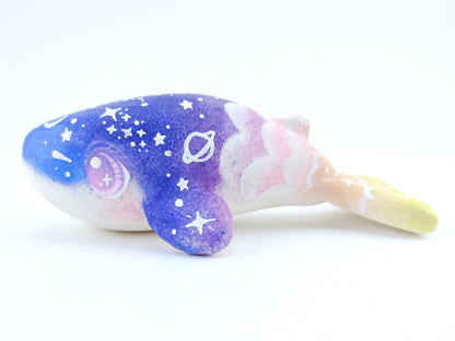 Night Sky and Sunset Ombre Whale Figurine - Polymer Clay Kawaii Animals