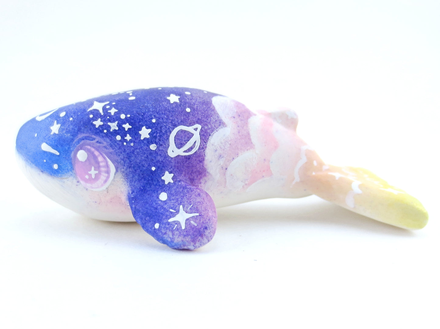 Night Sky and Sunset Ombre Whale Figurine - Polymer Clay Kawaii Animals