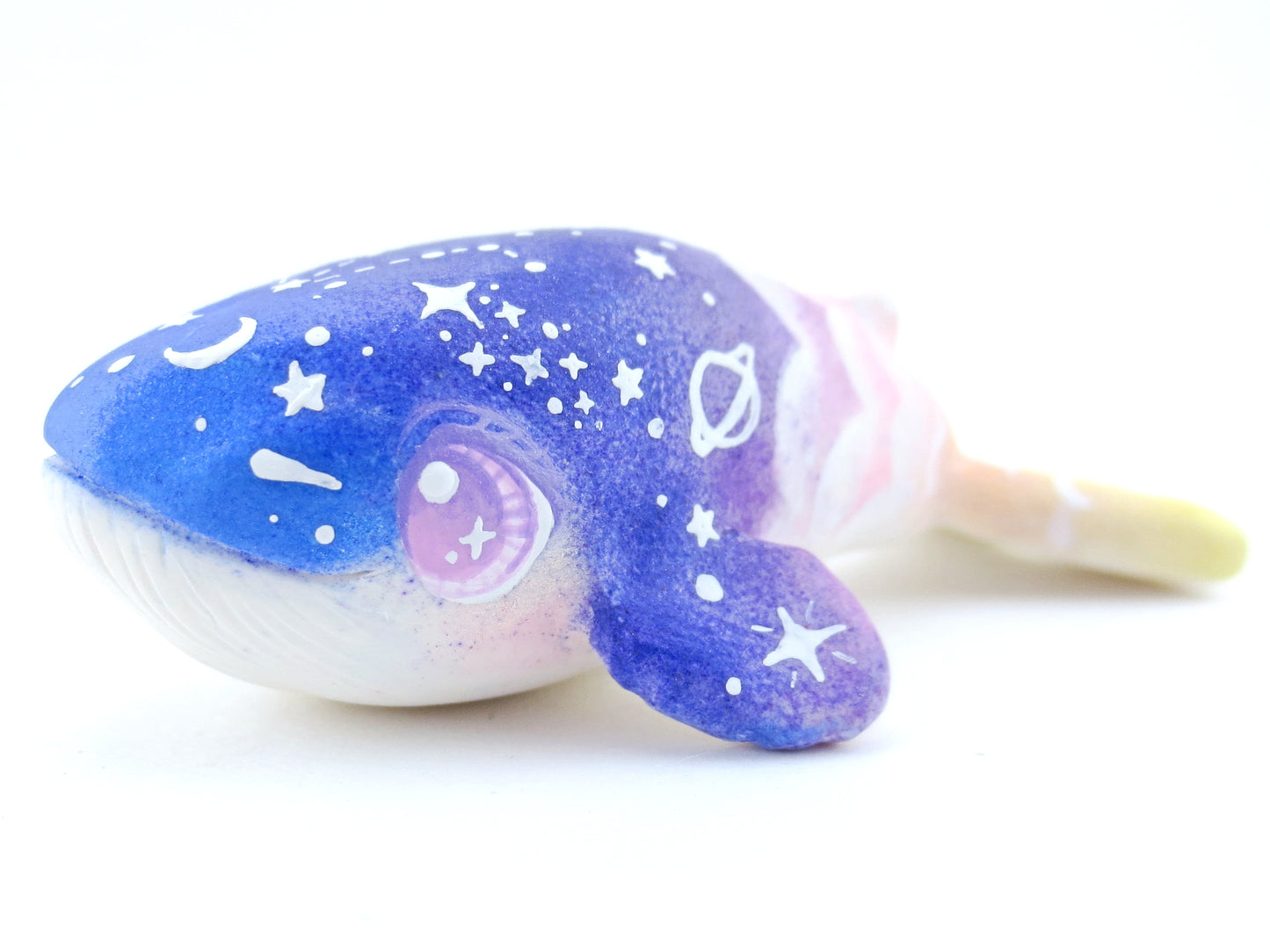 Night Sky and Sunset Ombre Whale Figurine - Polymer Clay Kawaii Animals